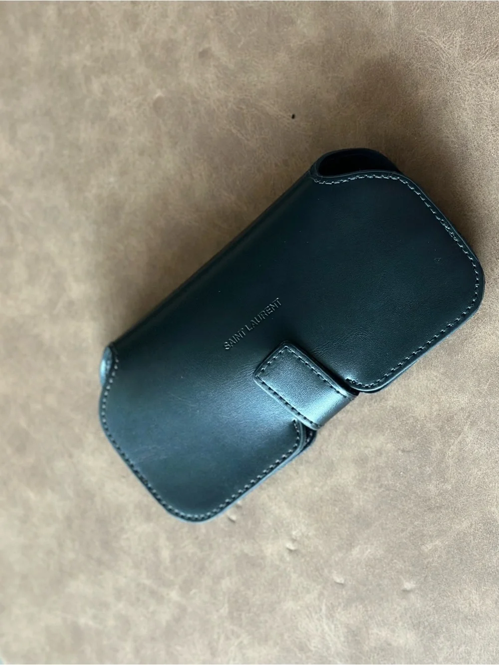 Saint Laurent Black Smooth Leather Glasses Case & Pouch